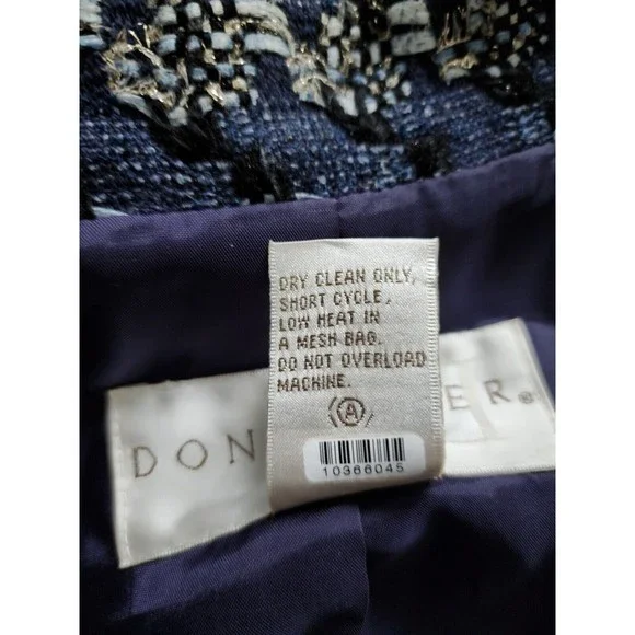 Doncaster Womens Single-Breasted Blazer Jacket Navy Blue Cotton-Silk Blend Sz 10 - Picture 7 of 9